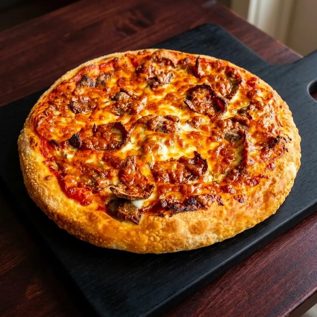 Beef Donair Pizza - Fan favorite halal pizza at Top Donair Northside in Edmonton, AB